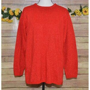 Vintage Carly Blake Ladies XL Christmas Red Sparkly Pullover Sweater Holidays